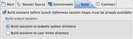 Isabelle launch configuration - Build