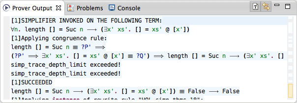 Isabelle prover output - tracing