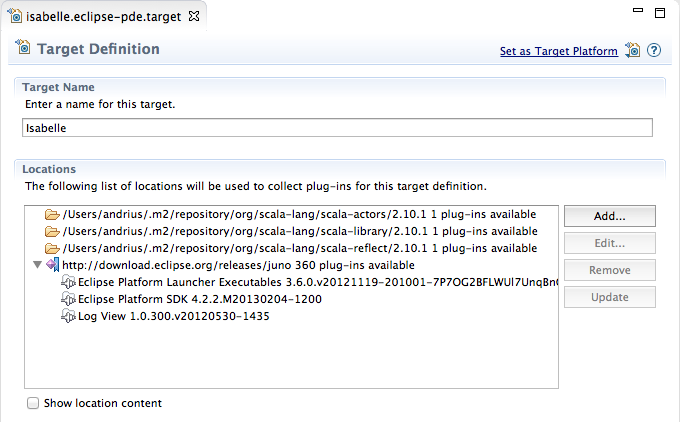 Isabelle/Eclipse target platform